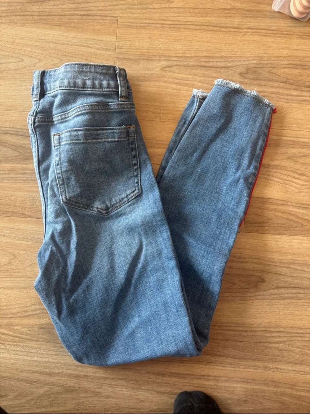 CeCe Slim Skinny Jeans in Medium Blue with Red Stripe - Picture 3 of 5